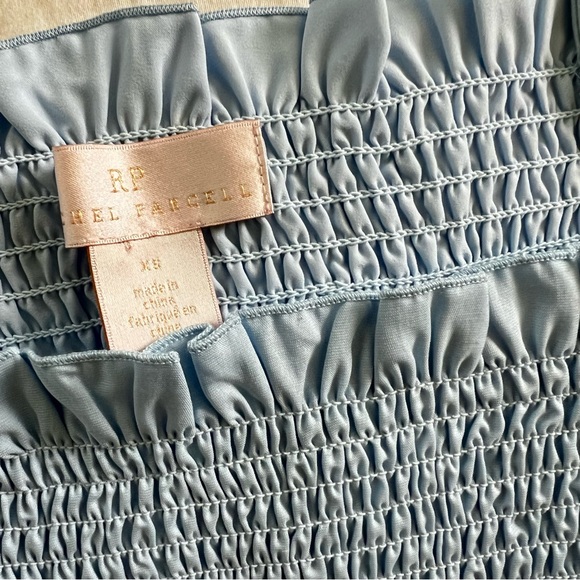 NWOT Rachel Parcell Puff Sleeve Smocked Peplum Light Blue Top Women’s XS - Picture 5 of 5